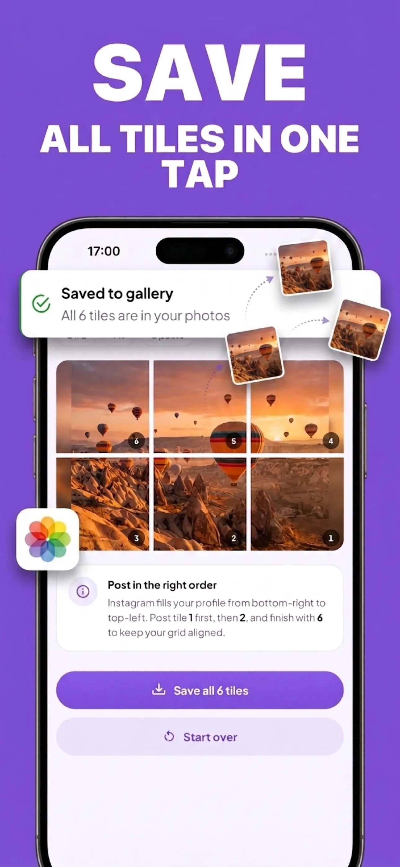 Saving all tiles in one tap
