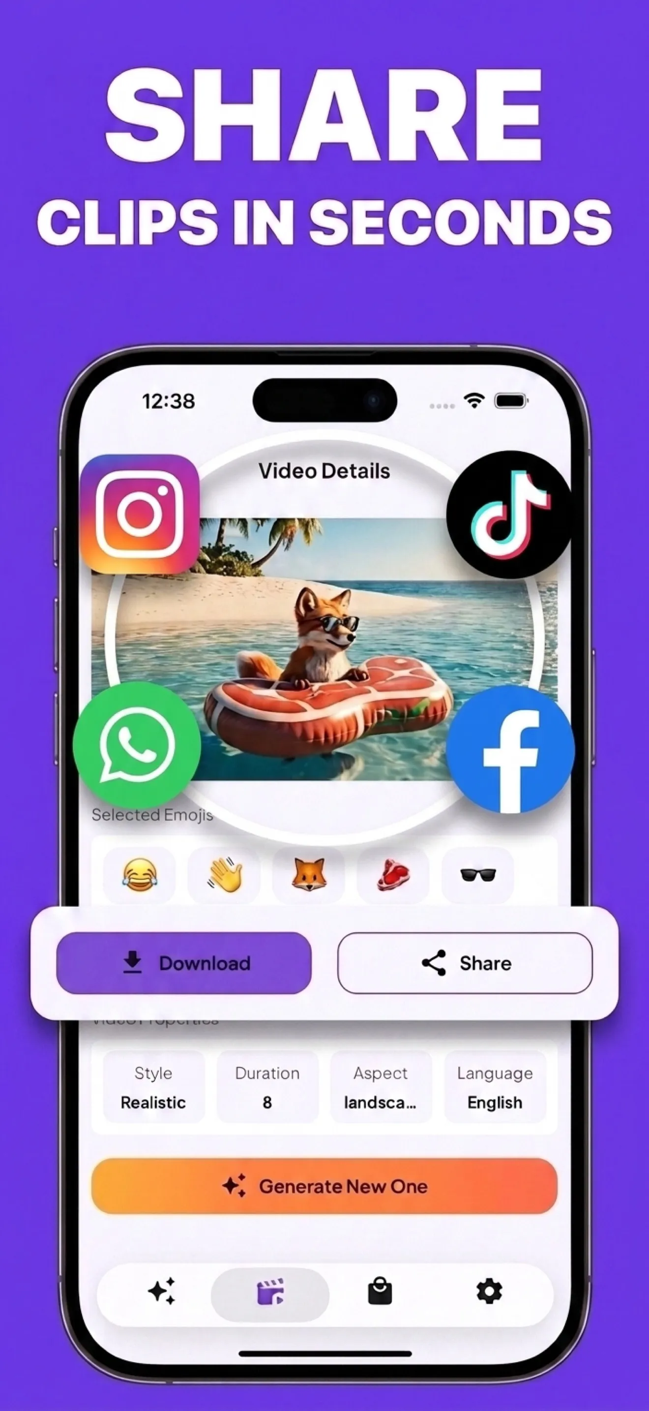 Sharing a finished clip from the app