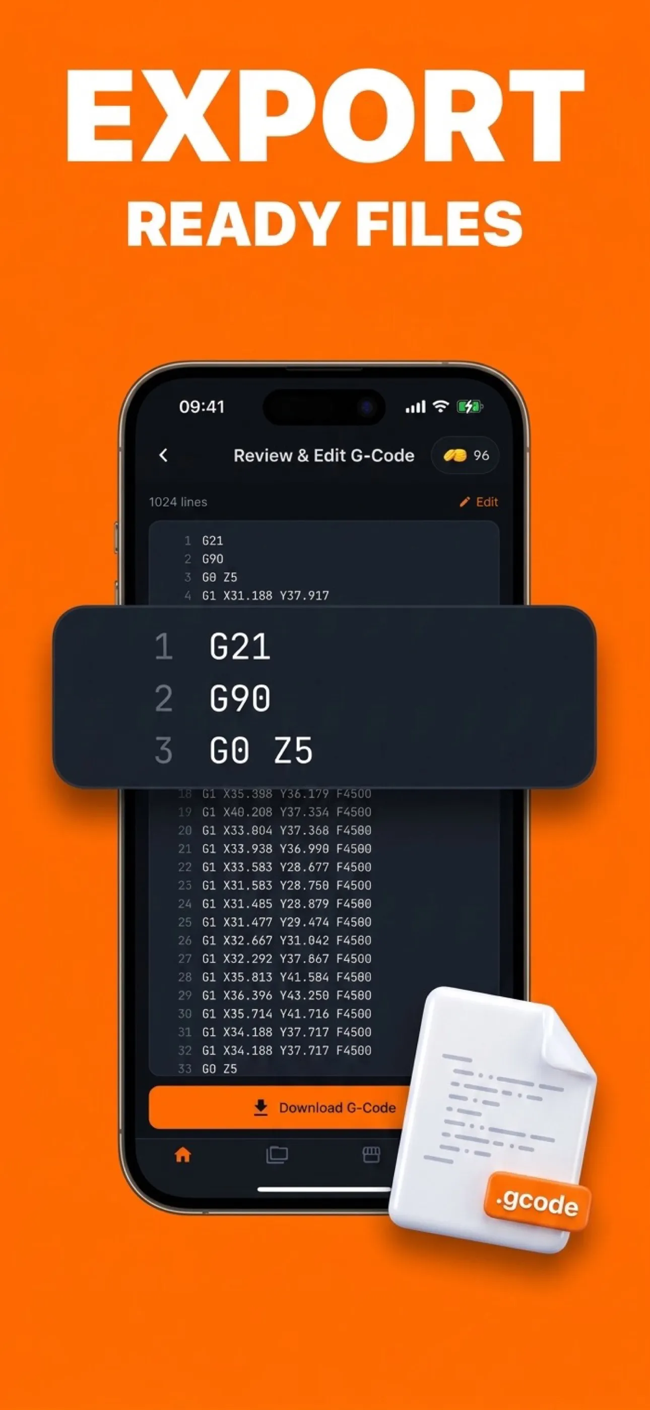 G-Code Generator: reviewing generated G-code line by line